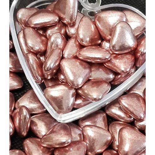 Dragées petit coeur chocolat rose gold 70% cacao 500g