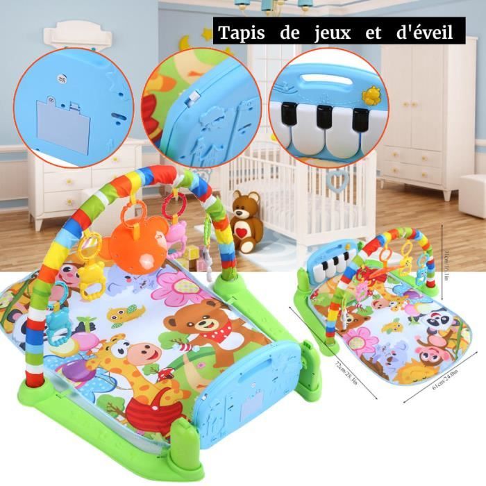 Tapis d'Éveil Bébé de Play Piano Gym avec centre d'activité, musique et sons VAG12