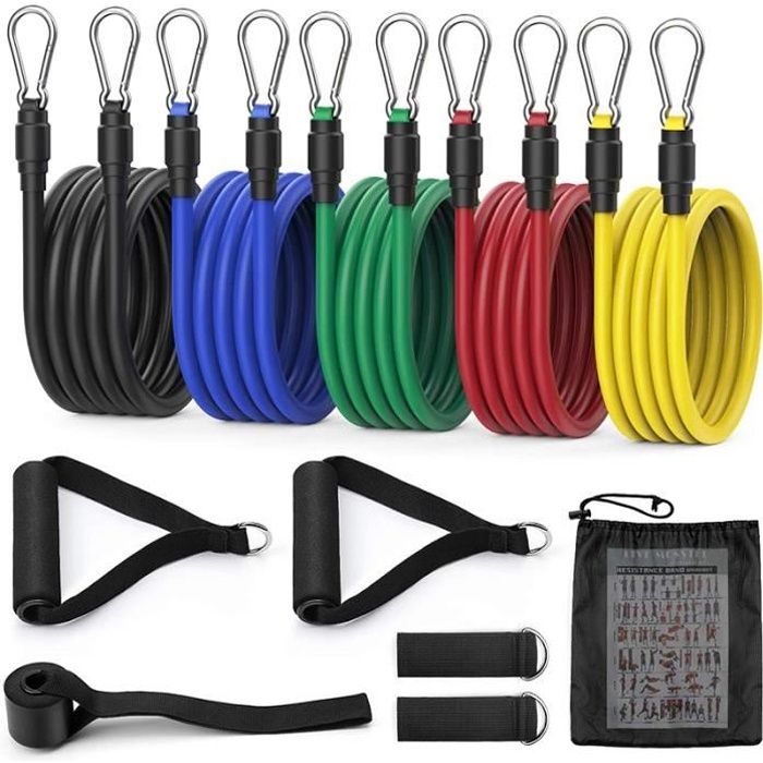 11 Pieces Elastique de Resistance Fitness Musculation 100 Livres