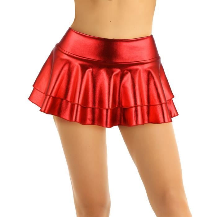 Mini Jupe Volant Femme Fille Métallisée Brillante Mini Jupe Plissée Jupe Danse Classique Jupe Latin Tango Jazz Danse Du Ventre S-L