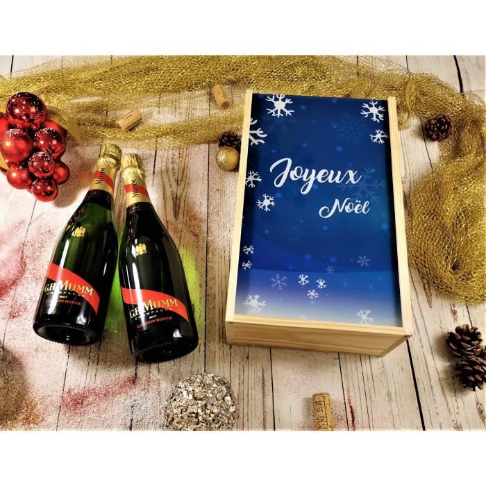 Coffret Cadeau Champagne Noël -Flocons- + 2 bouteilles de Champagne Mumm Cordon Rouge