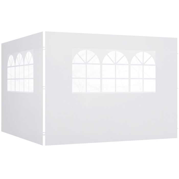 Parois latérales de rechange barnum tonnelle 3 x 3 ou 3 x 6 m 2 pièces 2 grandes fenêtres blanc