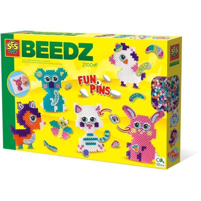 SES CREATIVE - Perles à repasser - Animaux à paillettes FunPins