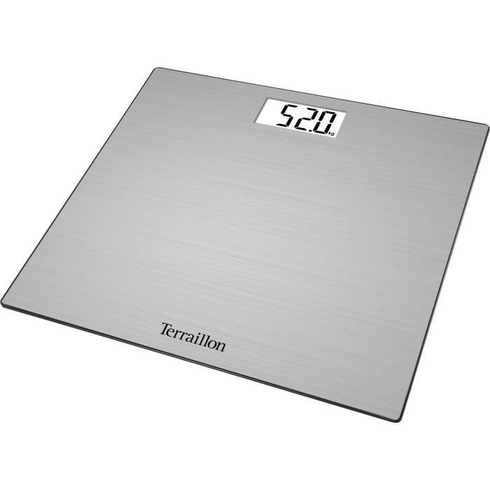 TERRAILLON - Pèse Personne Électronique Inox Touch - ultra plat, affichage digital LCD - Portée max 180kg - Noir