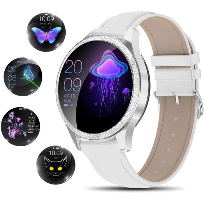 Montre Connectée Femmes IP68 Etanche Bracelet Connecté Écran Coloré Smartwatch avec Cardio Podometre Sommeil Réveil Notifications po