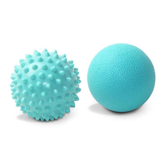 2 pcs Reflexologie Balle pour Fasciite Plantaire, Colonne Cervicale, Dos, Fesses, Épaule, Bras -bleu