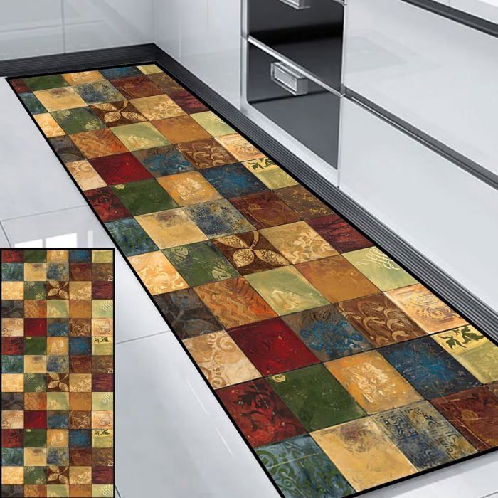 Tapis De Couloir KUAW Personnalisable - Antidérapant, Lavable, 110x370cm - Idéal Cuisine, Chambre, Entrée - Design 3D Moderne