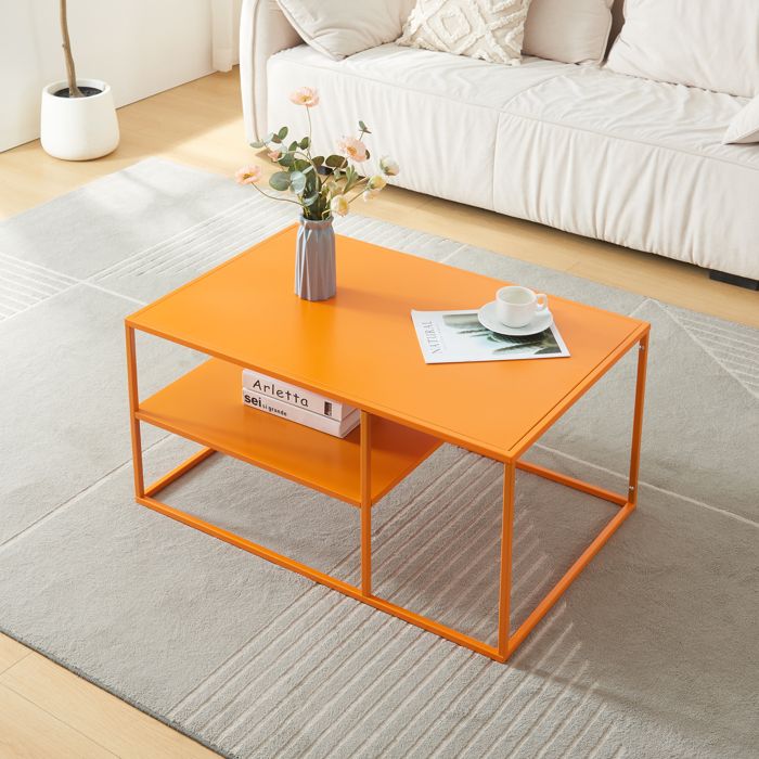 Table basse Solund du Salon Rectangulaire 45 x 90 x 60 cm orange