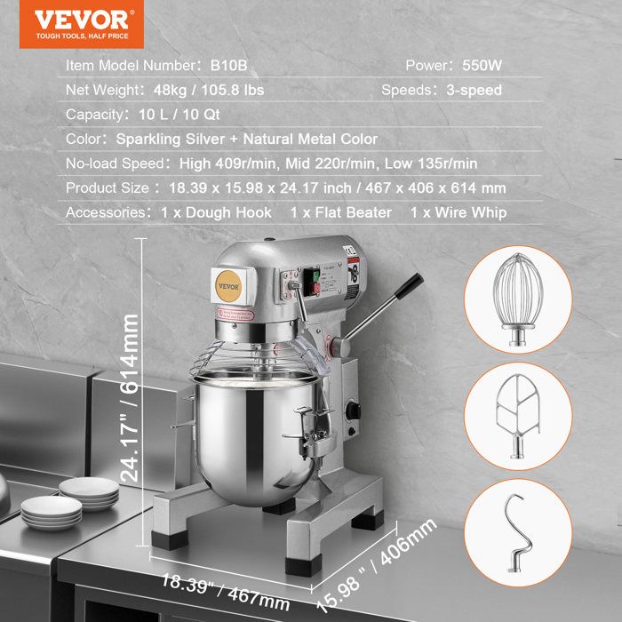 Robot pâtissier CONTINENTAL EDISON CERP800B - 800W - Zwart