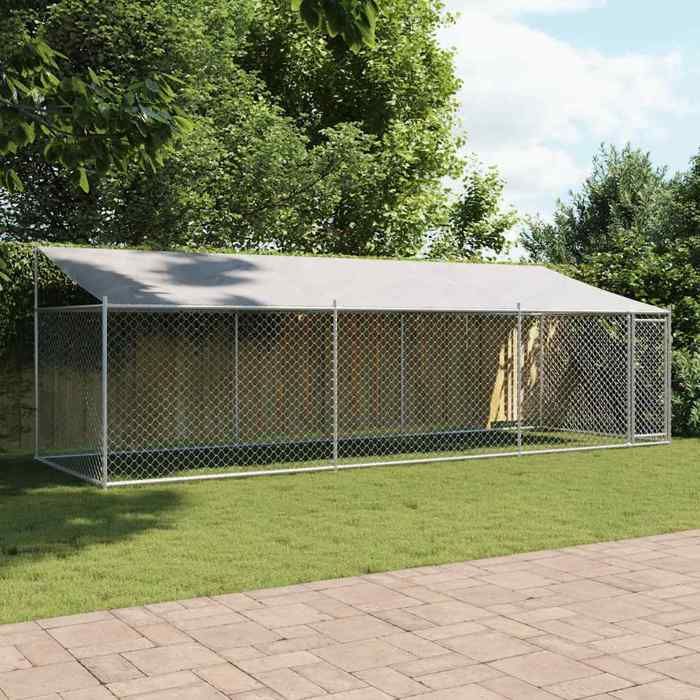 vidaXL Cage pour chien avec toit et porte 6x2x2 acier galvanisé