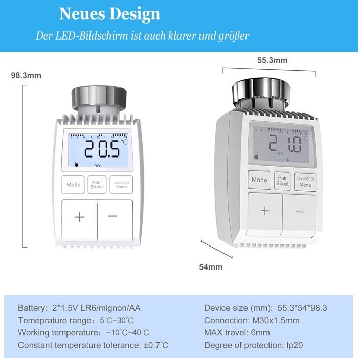 Tête Thermostatique Connectée et IntelligenteIntelligent Tête de Robinet Thermostatique Radiateur