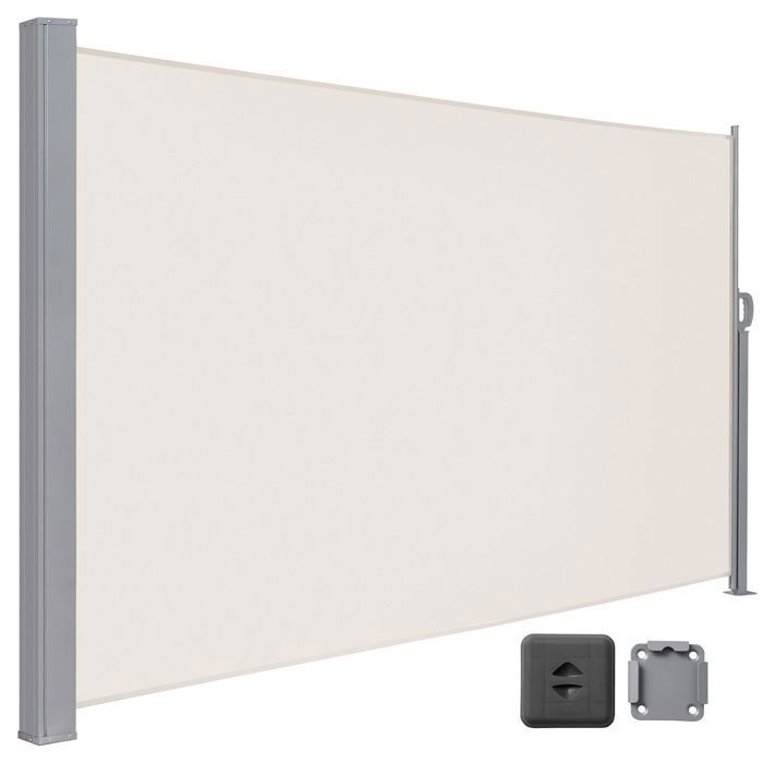 Store Latéral 160 x 450 cm Brise-Vue Rétractable Auvent extérieur Résistant aux Intempéries pour Jardin Terrasse Beige