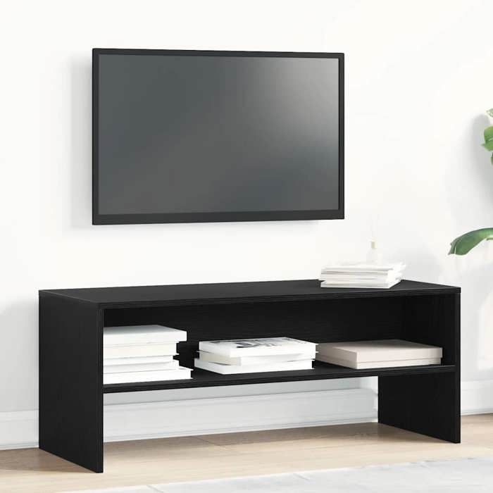 UNIQUE Meuble TV LMT - meuble bas de télévision chêne noir 100x40x40 cm bois dingénierie cozy247349