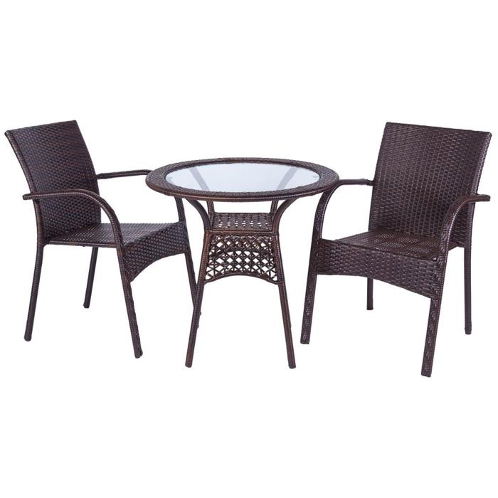 Ensemble table et deux chaises en métal marron Marron 379