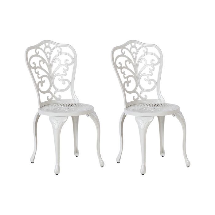 Lot de 2 chaises de jardin TRIORA Métal Blanc cassé Lot de 2 chaises de jardin TRIORA Métal Blanc cassé
