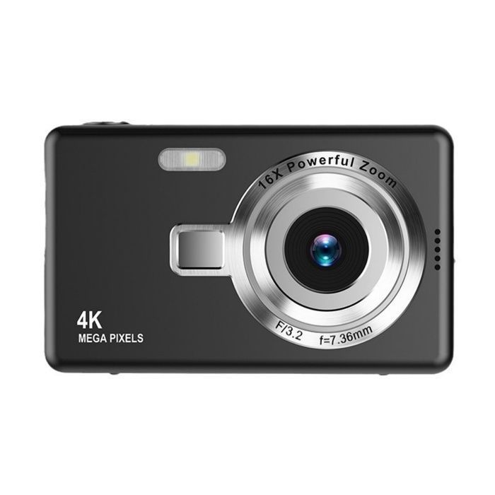 Appareil photo numérique 4K 2MP écran HD 24 pouces zoom 16x flash intégré divers filtres noir