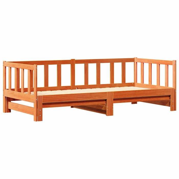 Promotion doctobre Cadre de lit/Lit Pull-out de Jour Marron cire 2x(90x190) cm FR13746