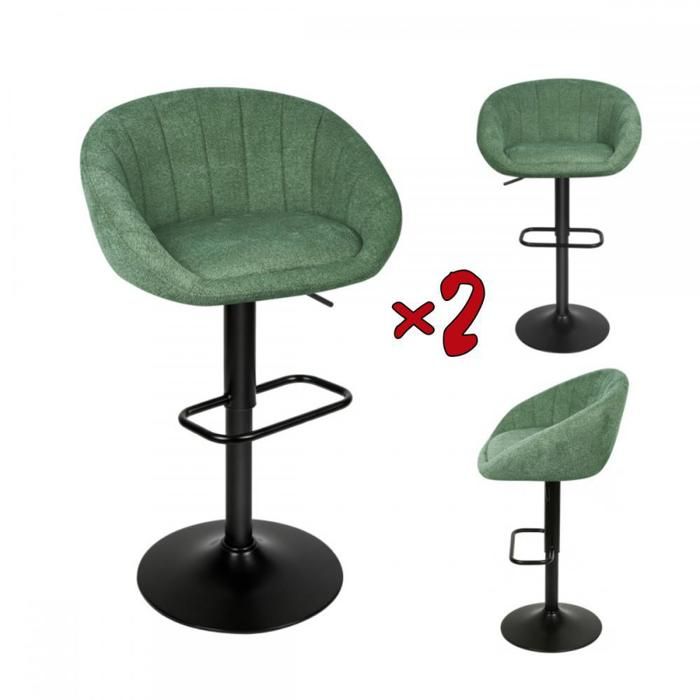 Lot de 2 tabourets de bar avec dossier-MENGDA-Chaise de cuisine-Avec repose-pieds-Réglable en hauteur-Pour salle à manger bistrot