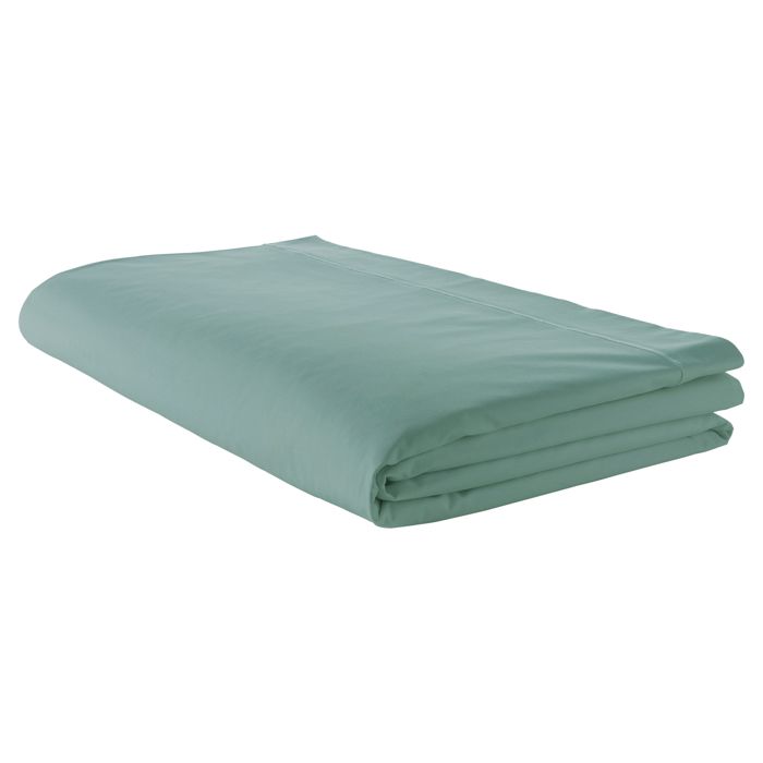 Drap plat piqué uni en percale de coton Turquoise 180x290 cm