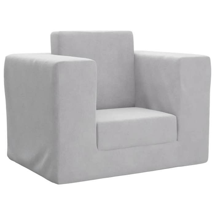 Canapé-lit pour enfants - vidaXL - Gris clair - Peluche douce - 100% polyester - 52x38x42 cm - 52x104x34 cm