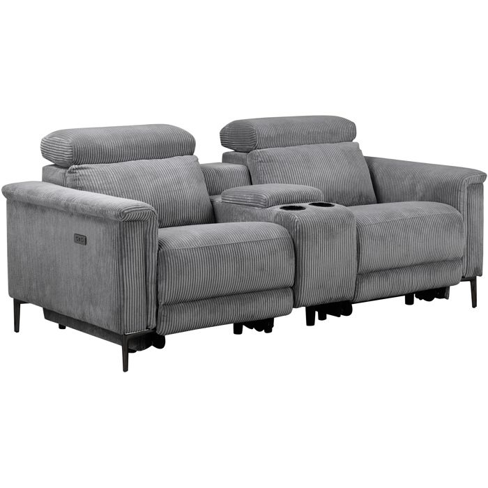 Lund-double Fauteuil à Bascule Électrique En Velours Côtelé Gris Lund-double Fauteuil à Bascule Électrique En Velours Côtelé Gris