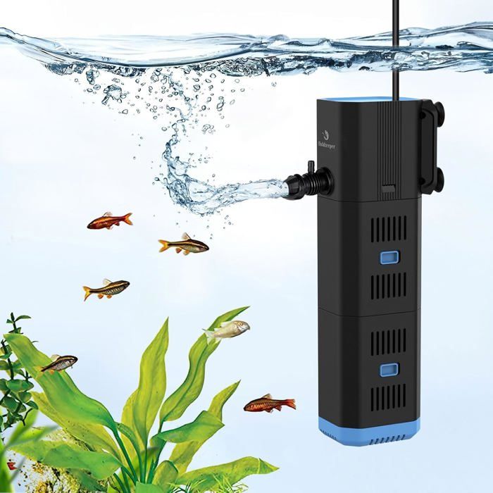 Meilleurs prix pour Filtre intérieur pour aquarium - ESTAMPILLE - Réglable 500L/H - Pour aquarium 30L-120L - Pompe 4 en 1 - Éponge filtrante