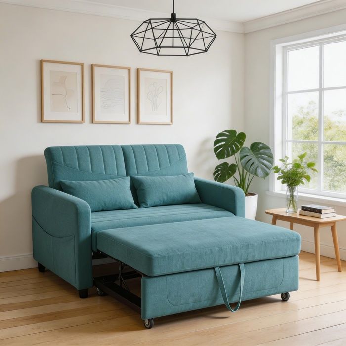 Canapé-lit - N621P256204C - Convertible 2 places - Tissu coton-lin respirant - Dossier 3 positions