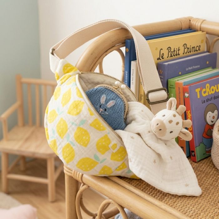 Sac banane enfant - POP - Imprimé citron - 100% coton - Compact 17 x 15 x 2 cm