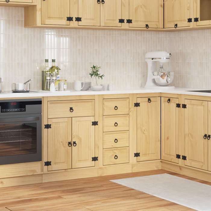 Meuble de cuisine Placard/buffet/cabinet avec tiroir SKI Brun Miel 40x46x81 cm Pin massif A14118