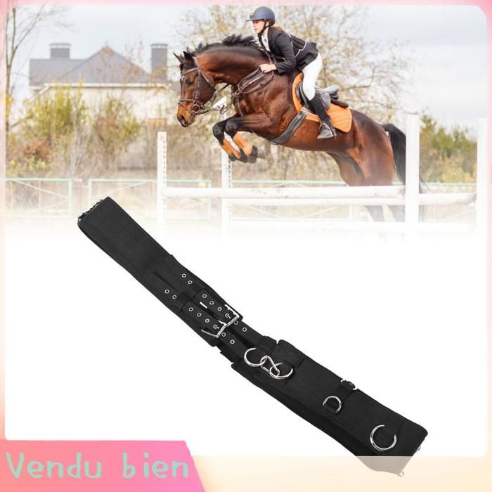 Garosa Sursangle de cheval Surfaix Dentraînement Réglable pour Chevaux Boucle Robuste Noir Accessoire animalerie selle