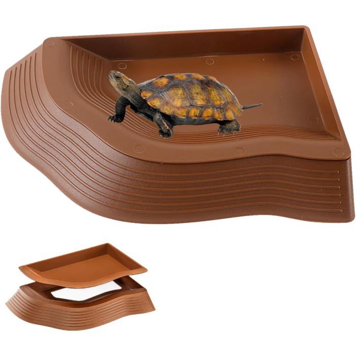 Abreuvoir-Baignoire avec Rampe pour Tortues Terrestres Lézards et Petits Reptiles - Dimensions 27.4×19.7×2.7cm