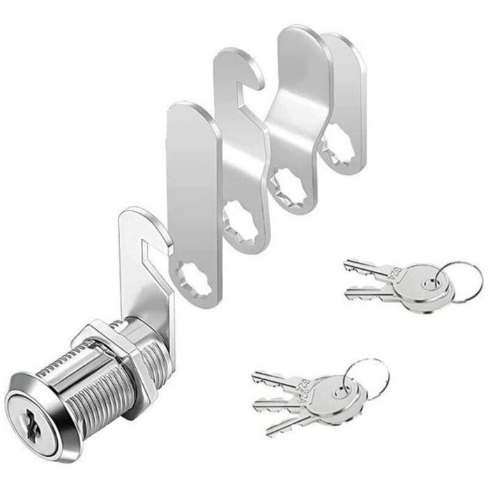 Serrure à came 16mm – Plaque 47mm – Ouverture 90° – Pour boîte aux lettres armoire tiroir – Lot de 5 avec clés