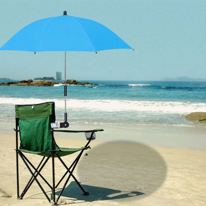 Parapluie de chaise – pince 360° – 80cm – 55cm – bleu – polyester – plage – camping – patio – protection UV