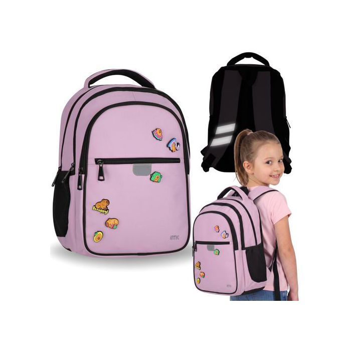 Capybara Violet Sac à dos scolaire à armature sac à dos pour fille avec bandes réfléchissantes quatre compartiments 24 l