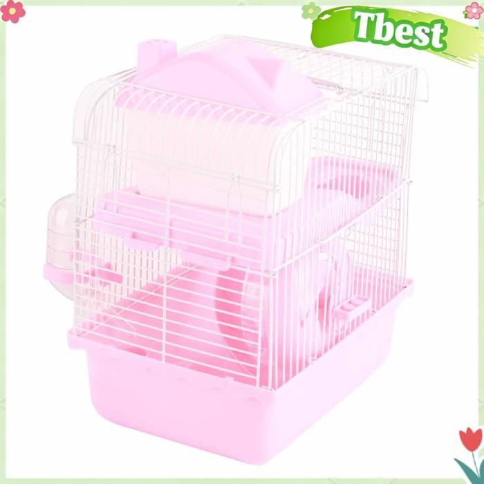 HURRISE Cage du hamster Cage de hamster à 2 niveaux Grand espace Châssis High Design Hamster Habitat Cage animalerie cage Bleu Rose