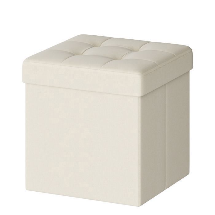 Banc de Rangement Pliable de 110 cm Coffre de Rangement Tabouret Repose-Pieds Pouf de Chambre Blanc Crème Banc de Rangement Pliable de 110 cm Coffre de Rangement Tabouret Repose-Pieds Pouf de Chambre Blanc Crème