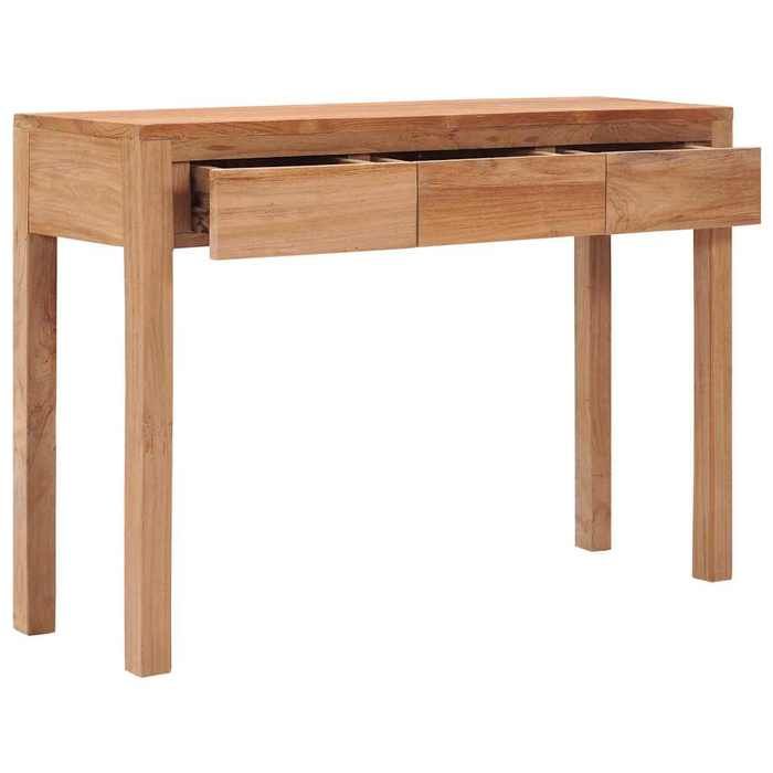 Promo“Table console 110 x 35 x 75 cm en bois de teck massif avec 3 tiroirs et plateau robuste pour Entrée et Salon 892510