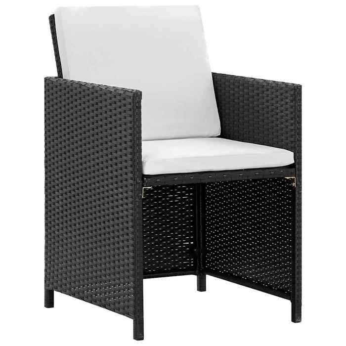 Salon de jardin encastrable - vidaXL - Lot de 5 - Composition : 1 table 4 chaises - noir - résine tressée - 109x109x74 cm jpa23l Salon de jardin encastrable - vidaXL - Lot de 5 - Composition : 1 table 4 chaises - noir - résine tressée - 109x109x74 cm jpa23l