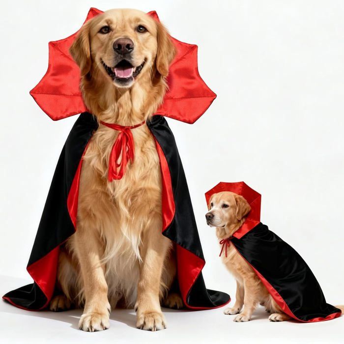 Costume Chien Halloween Vampire/Sorcier/Sorcière - Cape Rouge et Noire - Déguisement Amusant - Grand Chien