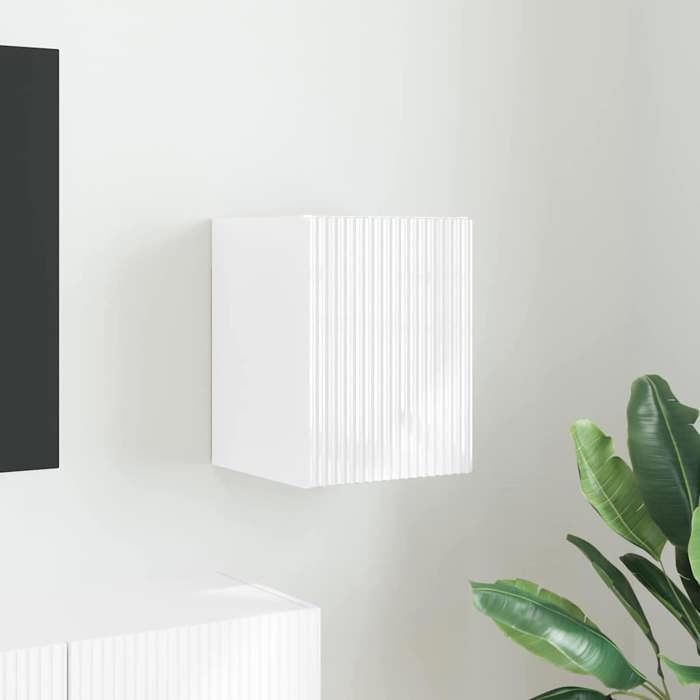 vidaXL Meuble TV mural 30x31x40 cm blanc brillant meuble suspendu finition laquée design épuré