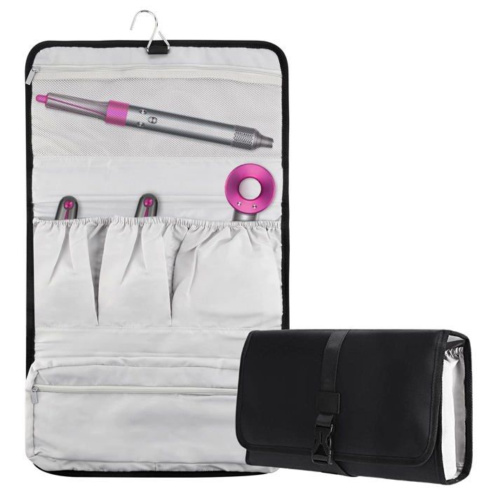Étui Voyage Noir Compatible Dyson Airwrap Styler Sac Rangement Fer Friser avec Crochet Suspension Portable XSHWYAN