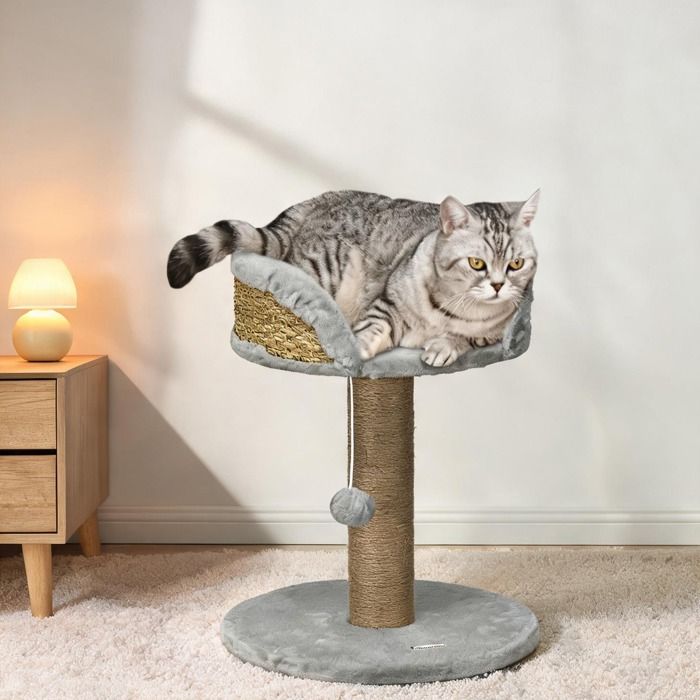 Griffoir pour chat en panneaux de particules avec plateforme dobservation 40 x 40 x 49 cm