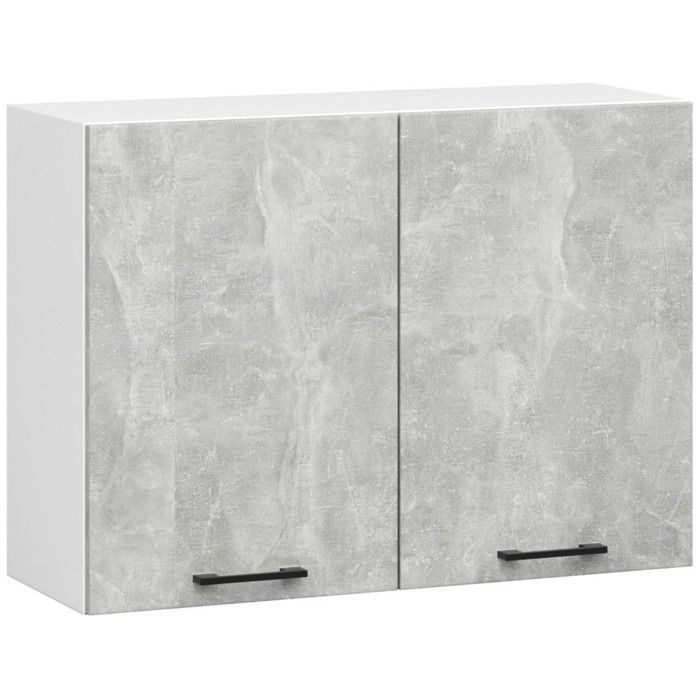 Meuble de cuisine haut AKORD W80 OLIWIA modulable Blanc 80 cm 2 portes façade Béton 2 étagères 80x30x58 cm
