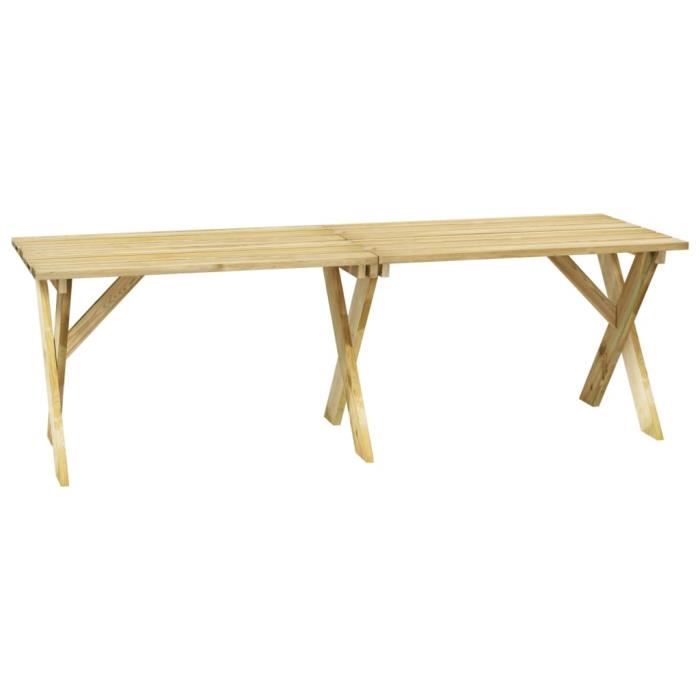 table de jardin 220x73x70 cm bois de pin imprégné-ako7731039411170