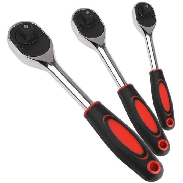 Cliquets 14"38" et 12" Lot de 3 Cliquets en Chrome Vanadium [237] Cdiscount Bricolage