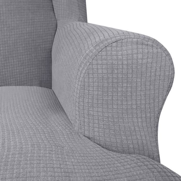 Housse De Fauteuil Polaire élastique - Taille Unique Réglable - Pour Salle à Manger, Mariage, Hôtel (Gris Foncé)