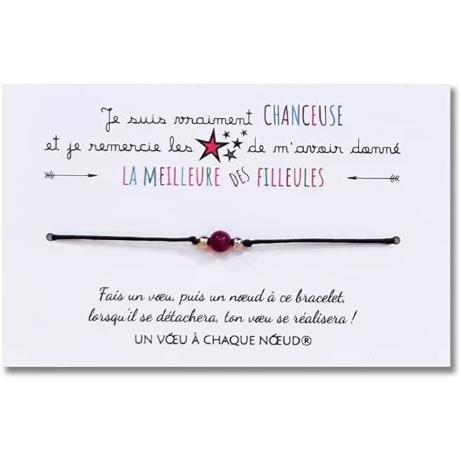 Carte de voeux MARRAINE POUR MA FILLEULE + Bracelet portebonheur Fabriqué en FranceIdée cadeau