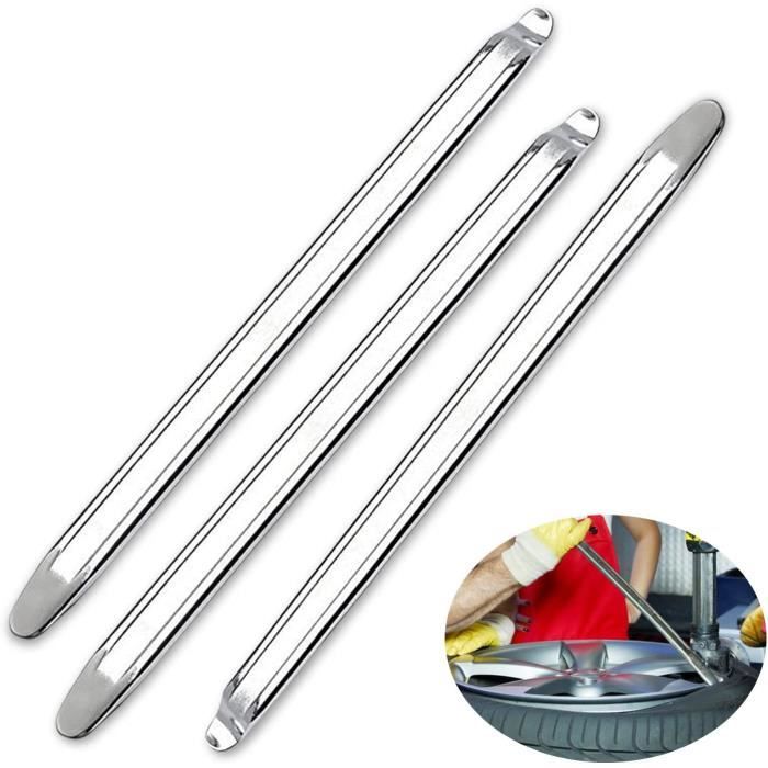 Kit Démonte Pneu Moto 3 Pièces + 4 Protèges Jantes - Acier 30cm Pour Vélo, Scooter, Voiture