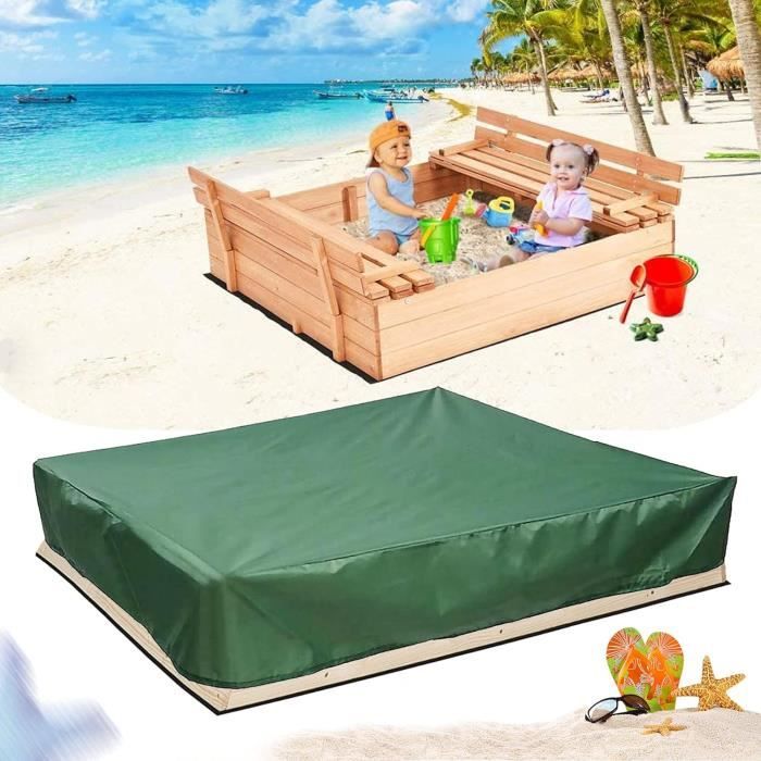 VANSHEIM Bâche Bac à Sable 125x125x20cm Étanche Avec Cordon Et Élastiques - Protection Anti-UV