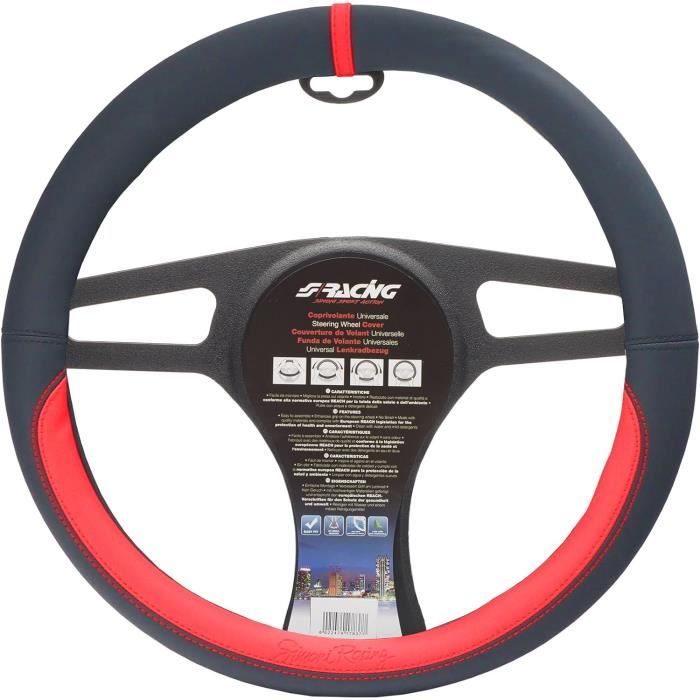 Couvre-volant Simili Cuir Noir Perforé - Diamètre 37-38 Cm - Pour Voiture, VTT - Autonet